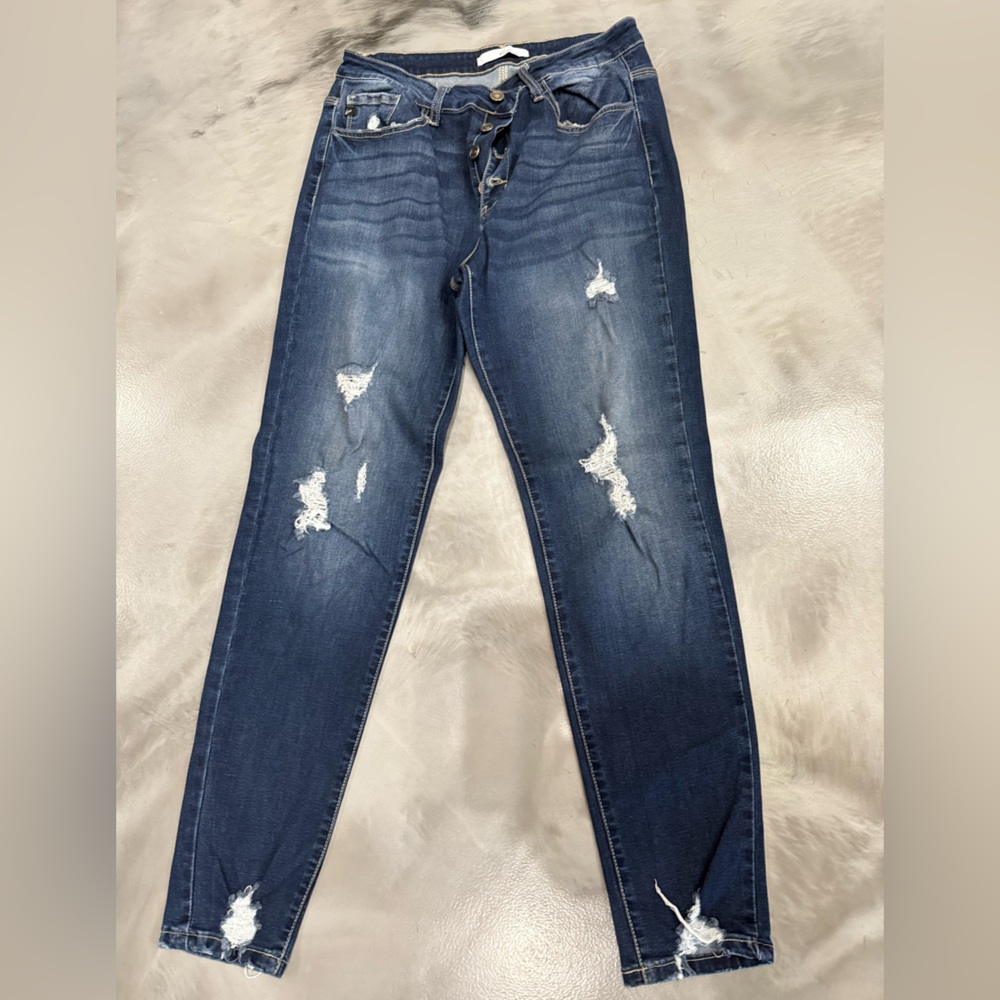 KanCan Dark Blue Distressed Women Jeans